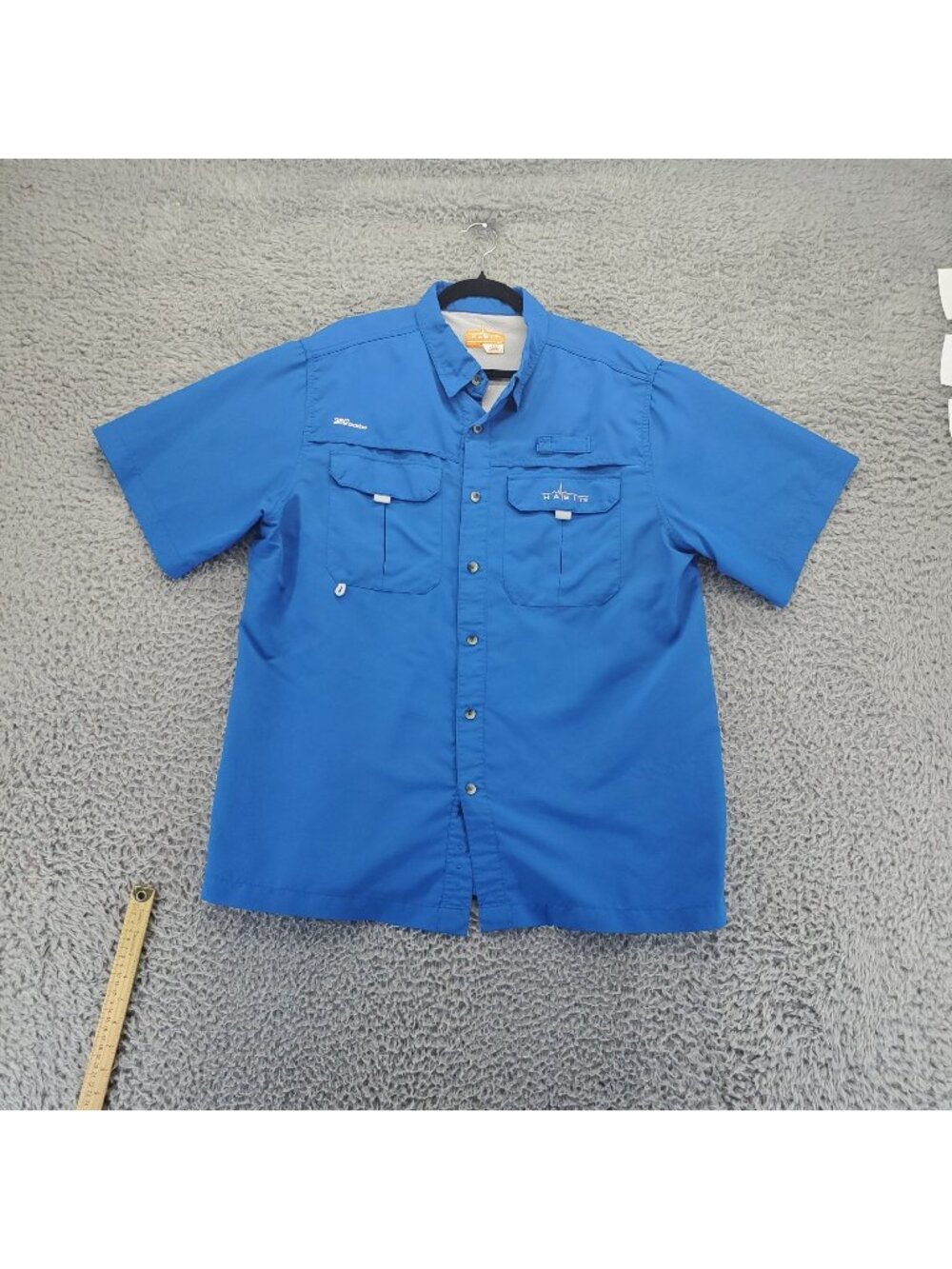 Habit Shirt Mens Large Blue Solar-Factor 40+ Fishing Short Sleeve Button Up